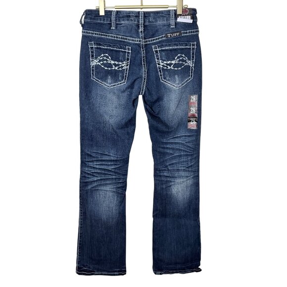 Cowgirl Tuff Co. Womens Bootcut Jeans W28 L33 Edgy Style Stretch Dark Wash Blue - Picture 3 of 14